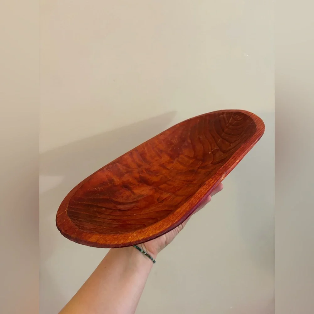 Handmade Wooden Oblong Dough Bowl, Fruit Bowl, Serving Bowl Serveware Farmhouse